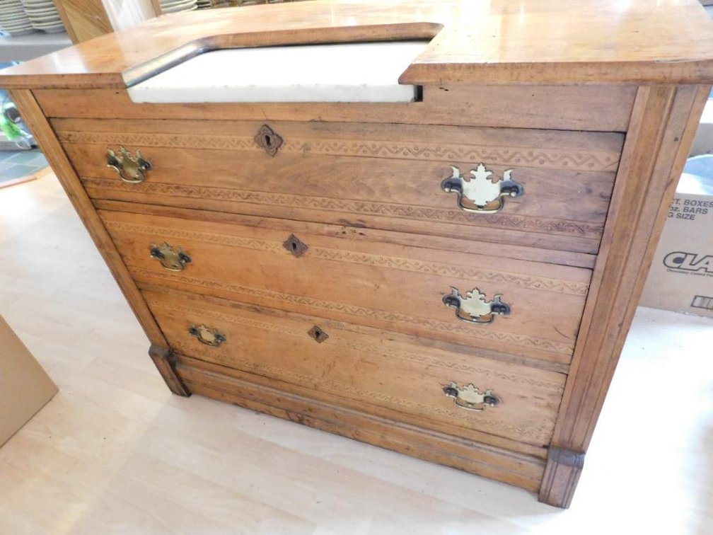 Antique 3-drawer chest w/ marble insert