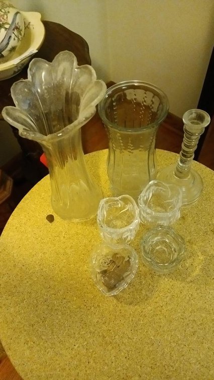 Glass vase with candle sticks