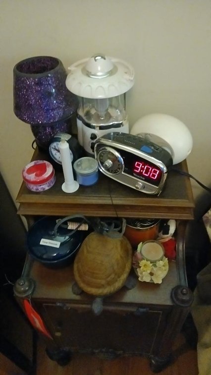 Contents on top of nightstand