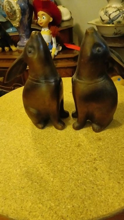 Pair of metal rabbit door stops