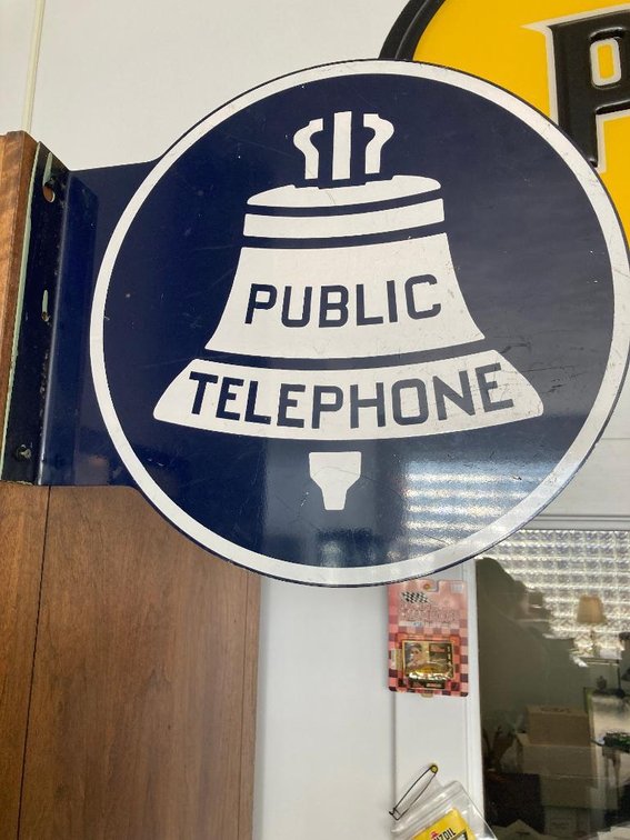 2-Sided porcelain Public Telephone sign