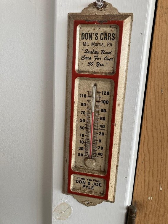 Don's Cars of Mt. Morris, PA thermometer advertisement