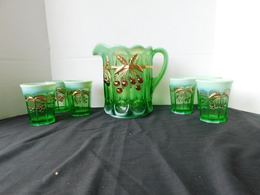 Westmoreland green opalescent glass