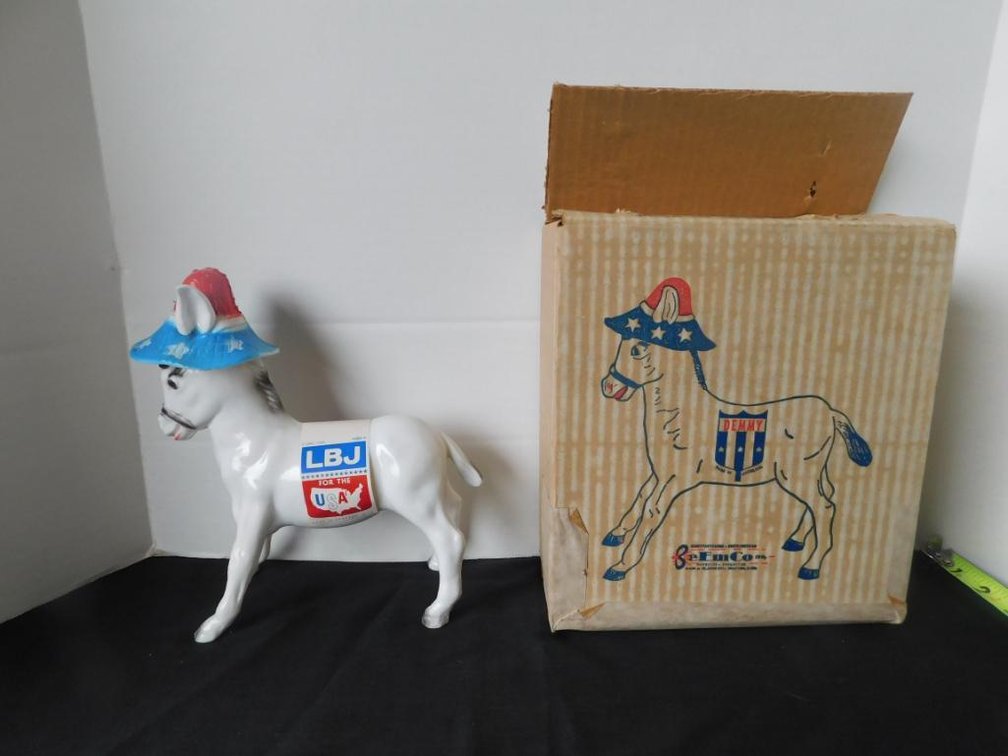 Plastic LBJ campaign advertising piece made in Grafton, WV