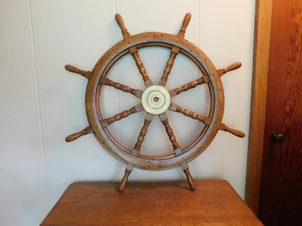 Solid oak ship's wheel