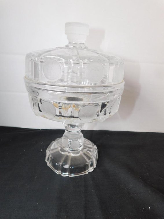 US Coin silver compote, possibly Wheeling Glass