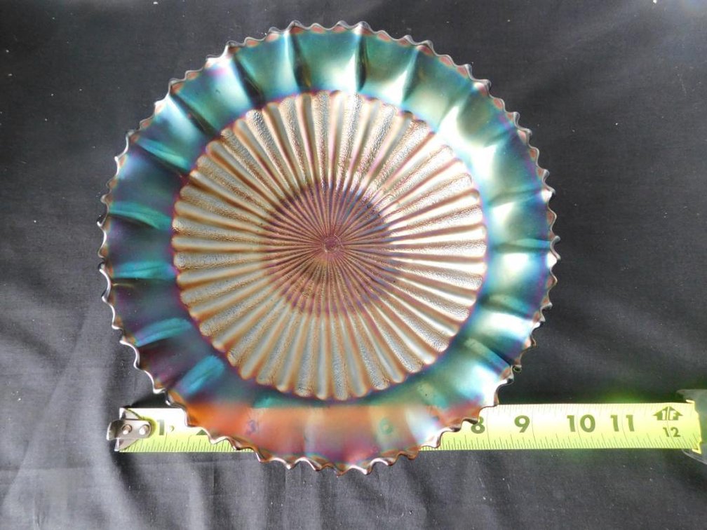 Antique Northwood Amethyst and striped ray pattern bowl