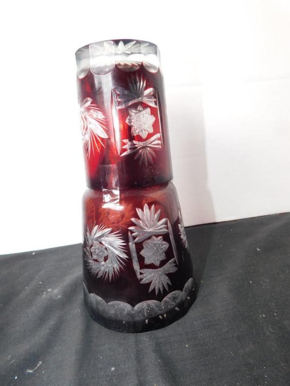 Vintage Ruby cut to clear bedside water