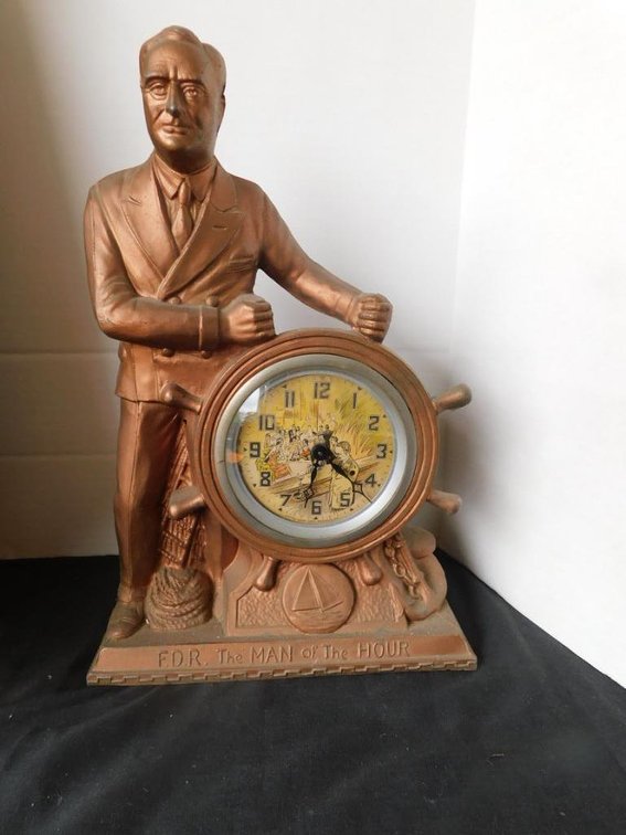 FDR, The Man of the Hour clock - pressed metal
