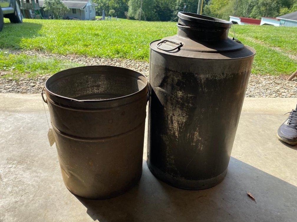 1 Milk can and 1 lard can