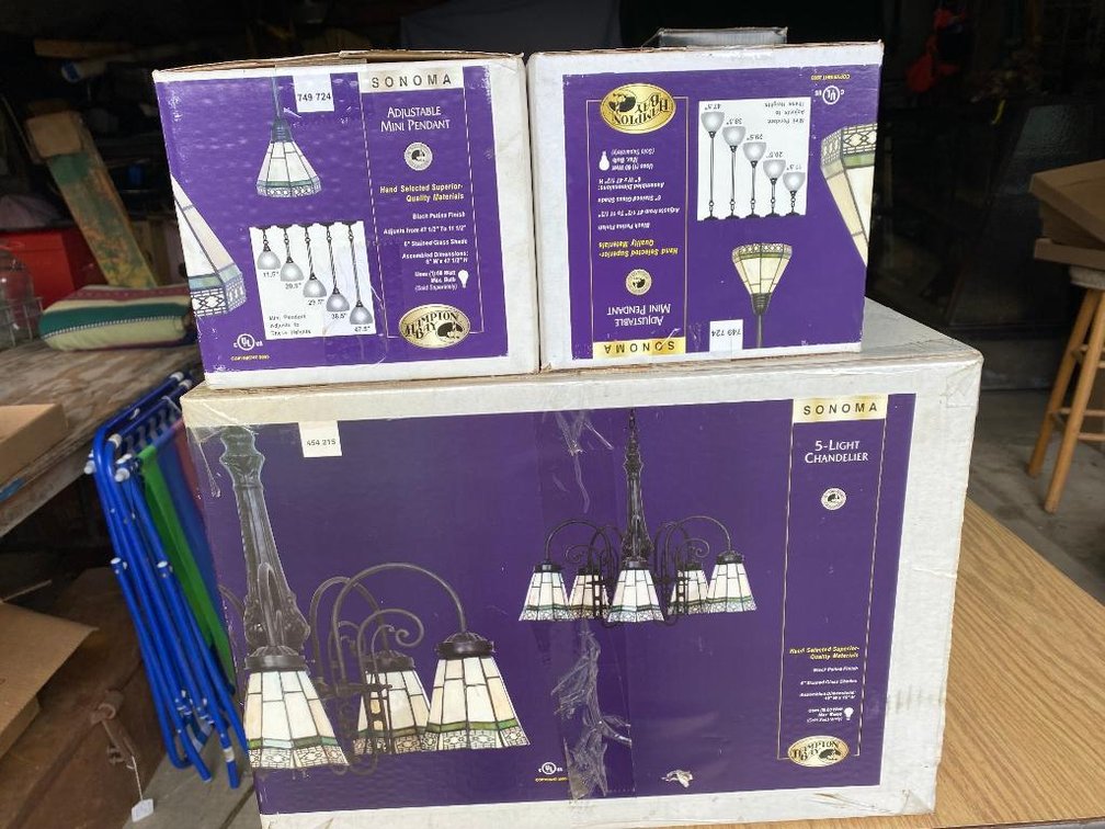 Sonoma 5-light chandelier and mini pendant chandeliers (NIB)