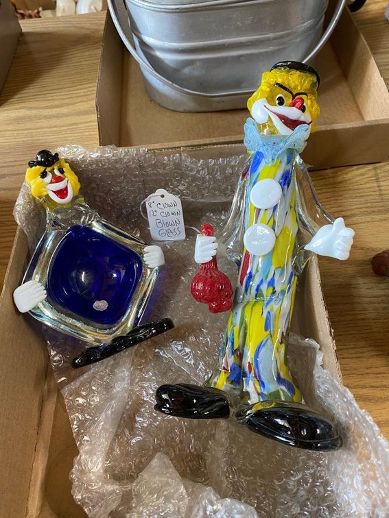 2 Glass clowns - probably made in Italy