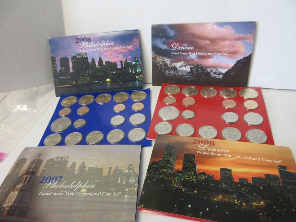 6 US Mint Uncirculated Coin Sets 2007-2009 Philadelphia and Denver