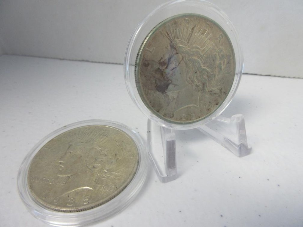 Two Peace Dollars 1922 and 1935