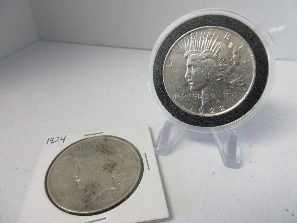 Two Peace Dollars 1922 and 1924