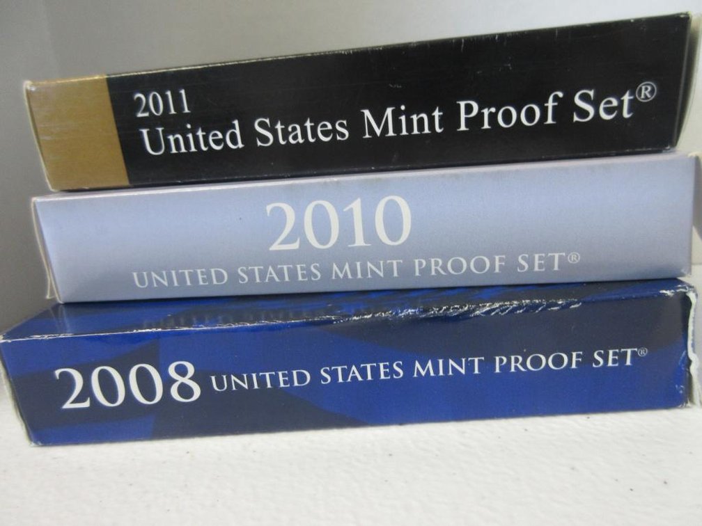 3 US Mint Proof Sets 2008, 2010 and 2011