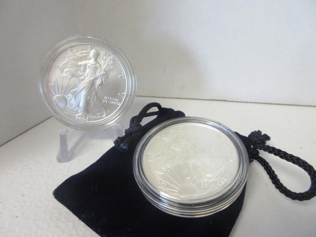 Two 2006 American Eagle 1oz Silver Uncirculated coins