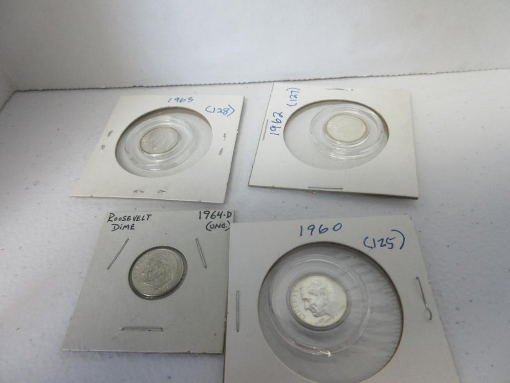 4 Roosevelt Dimes 1960, 1962, 1964 and 1963
