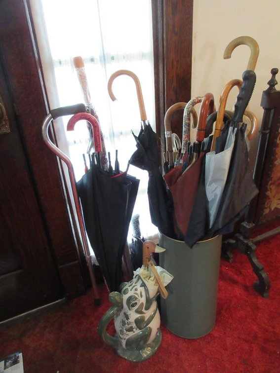 Umbrella stands and umbrellas