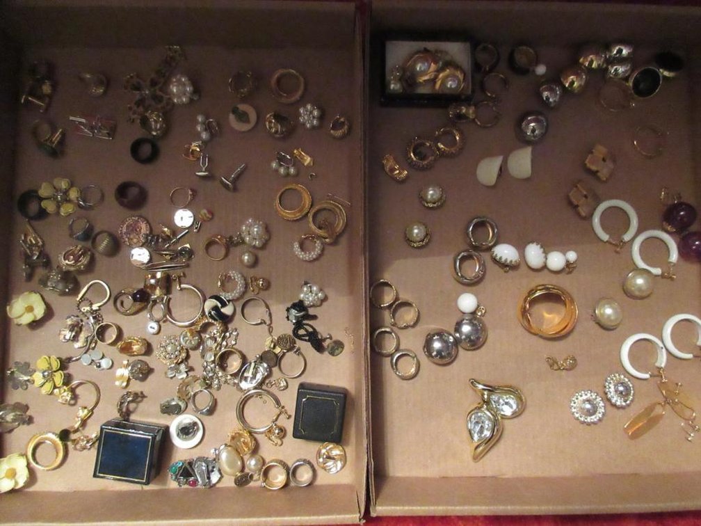 2 Lots of costume jewelry:  Earrings, cuff links, rings