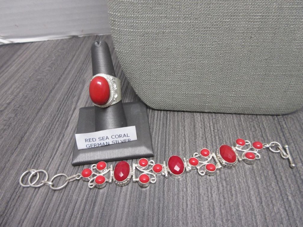 Red Coral Ring and Bracelet