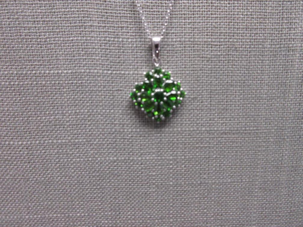 Russian Diopside in Platinum Over Sterling Silver-2 Rings (sz7) and Necklace