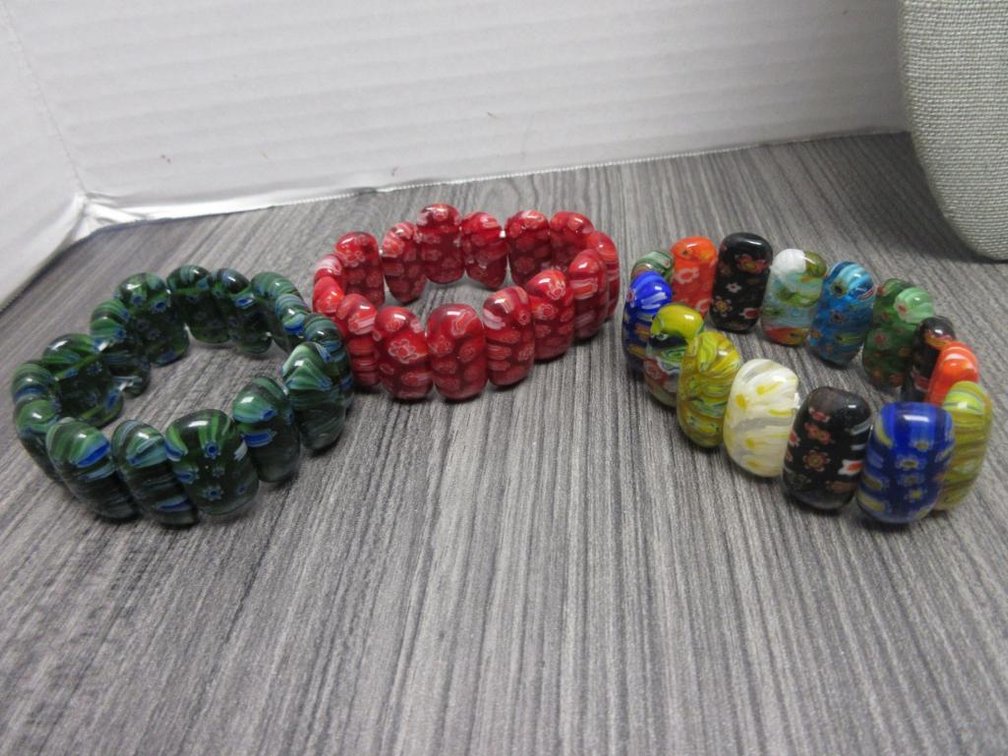 3 Glass Bead Stretch Bracelets