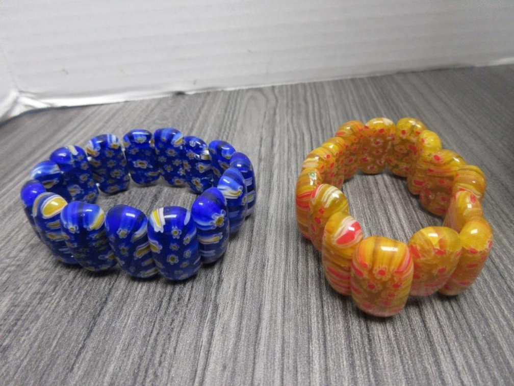 2 Glass Bead Stretch Bracelets