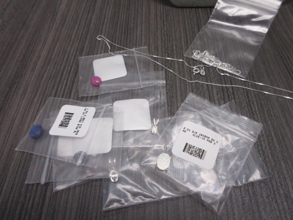 Unassembled Pendants with Stones and Chains