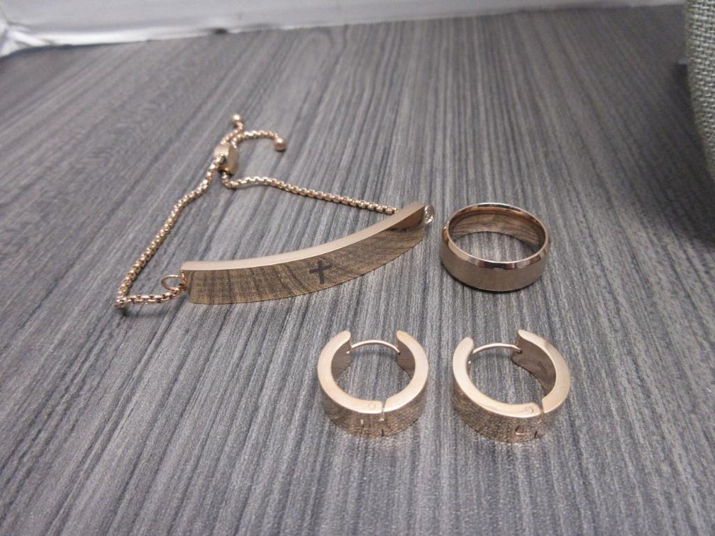 Lords Prayer Stainless Steel Set-Bracelet Ring & Earrings