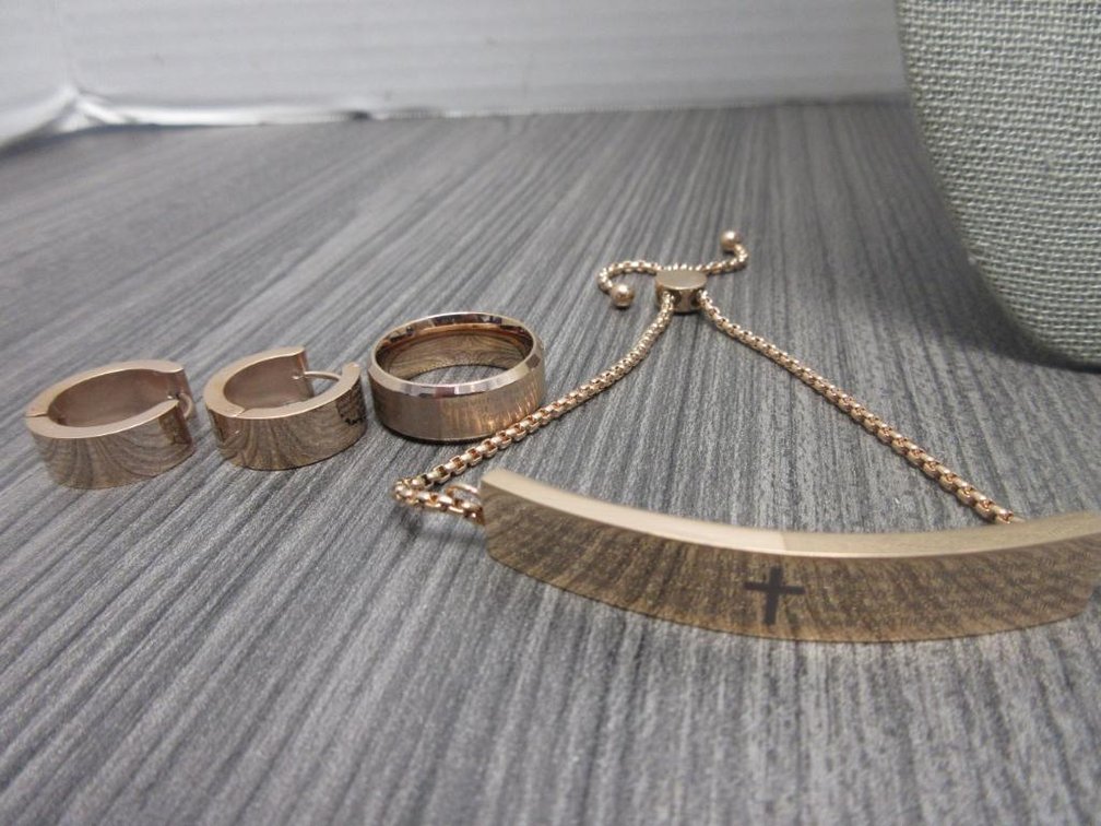 Lords Prayer Stainless Steel Set-Bracelet Ring & Earrings