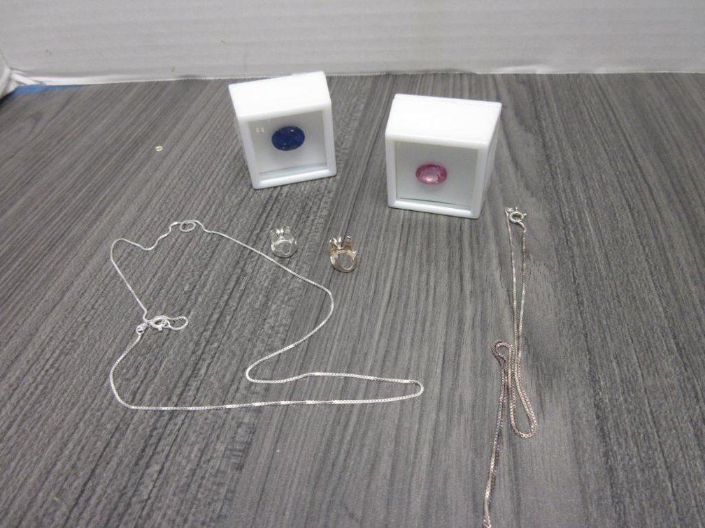 Sterling Silver Chains and Pendants with Un-set Gems