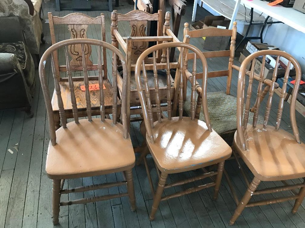 Six '40 Style wooden chairs