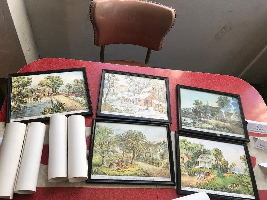 Framed Currier & Ives prints