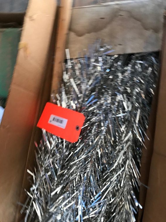 Incomplete vintage aluminum Christmas tree & vintage shiny bright Christmas tree ornaments