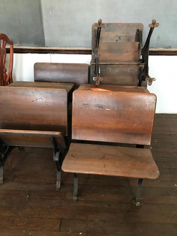 Vintage wooden & metal school desks