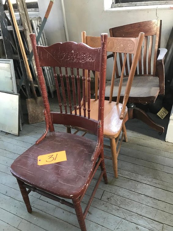 3 Vintage painted wooden chairs