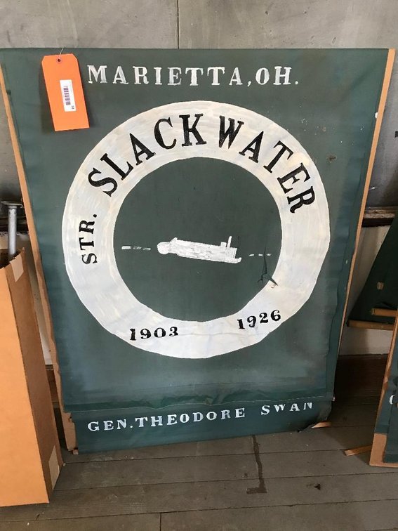 3 Hand painted steamboat banners