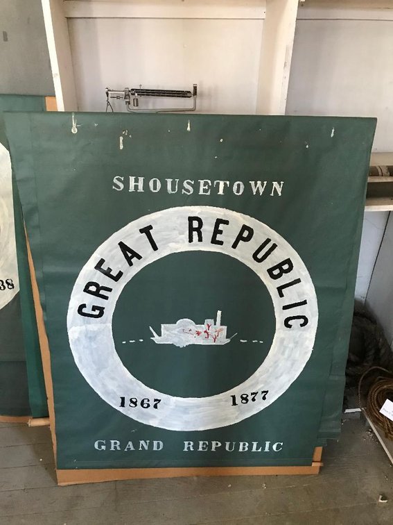 3 Hand painted steamboat banners