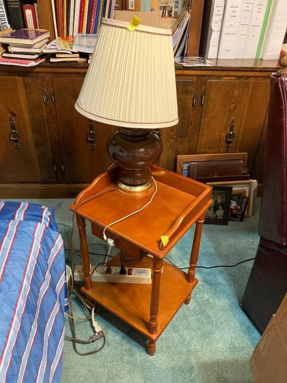 Wood end table 23" x 12" & modern lamp