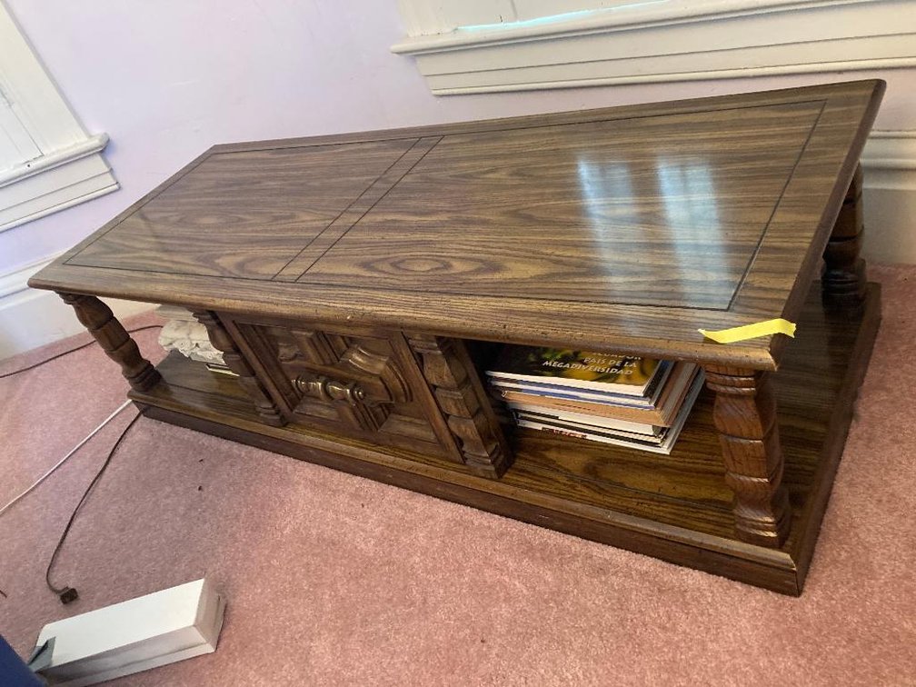 Wood coffee table 54" x 21" x 15"