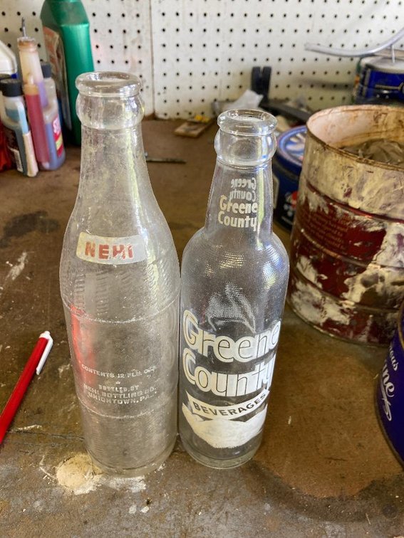 Vintage Nehi & Green County Beverage glass bottle