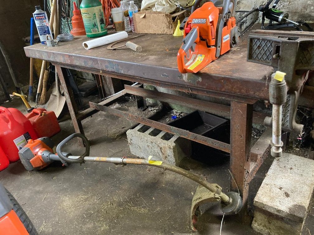 Steel work bench 5' long x 3' deep