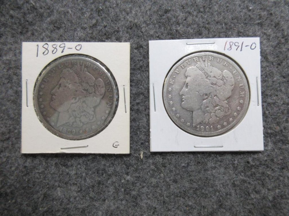 1889-O & 1891-O Morgan dollars