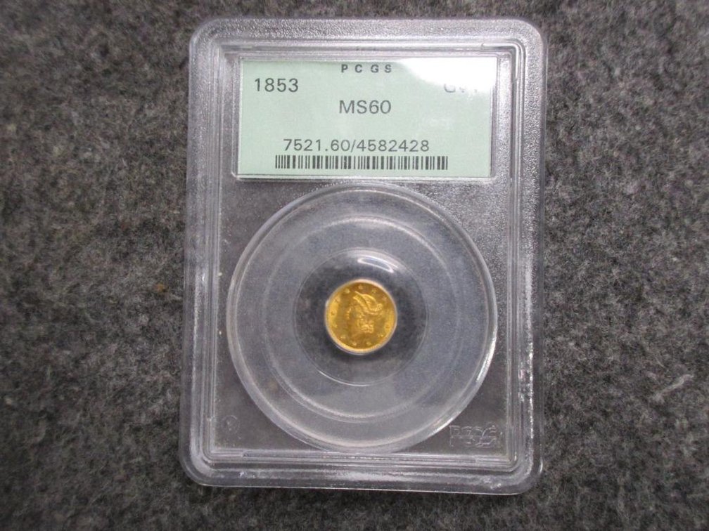 1853 Gold $1 PCGS MS60
