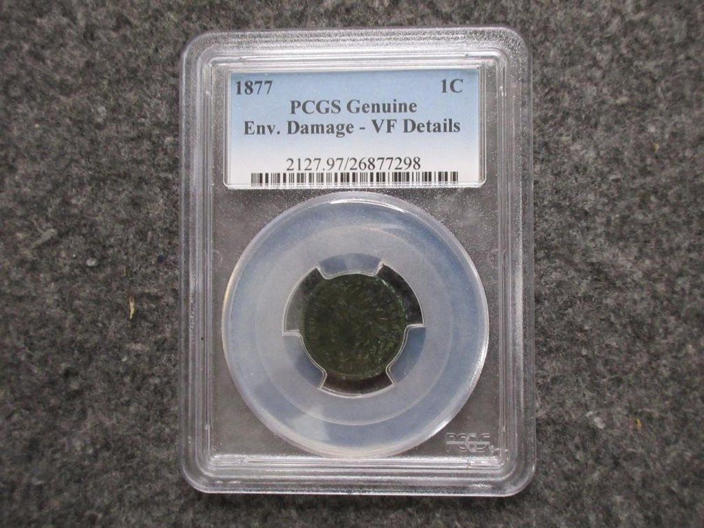 1877 Indian Cent PCGS VF details