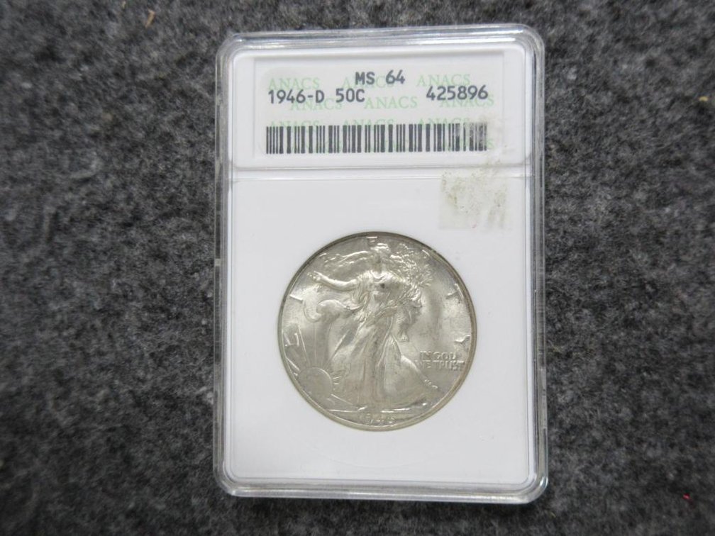 1946-D Half Dollar ANACS MS64