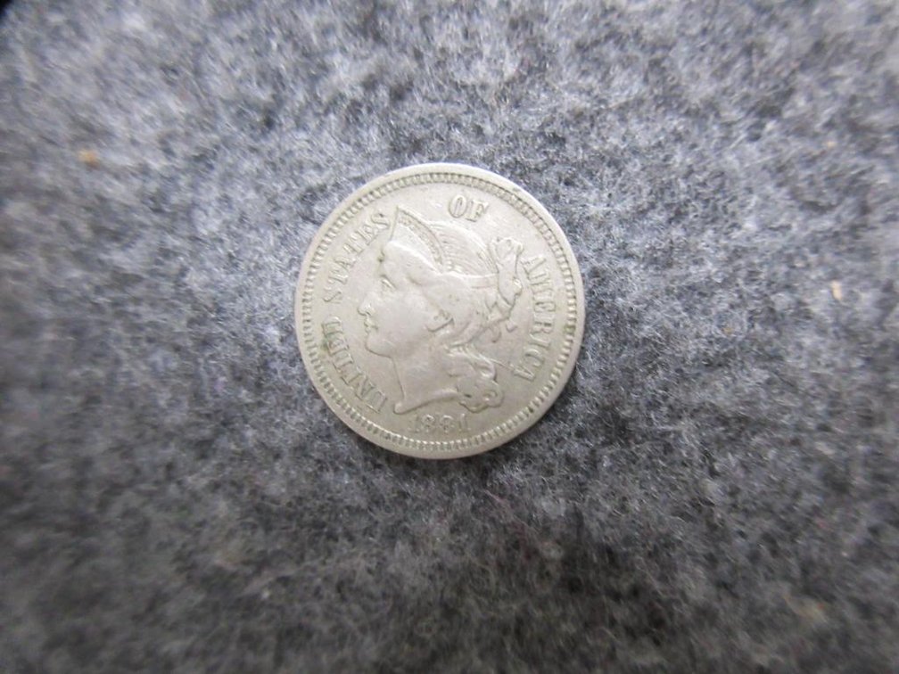 1881 3-cent piece XF with reserve