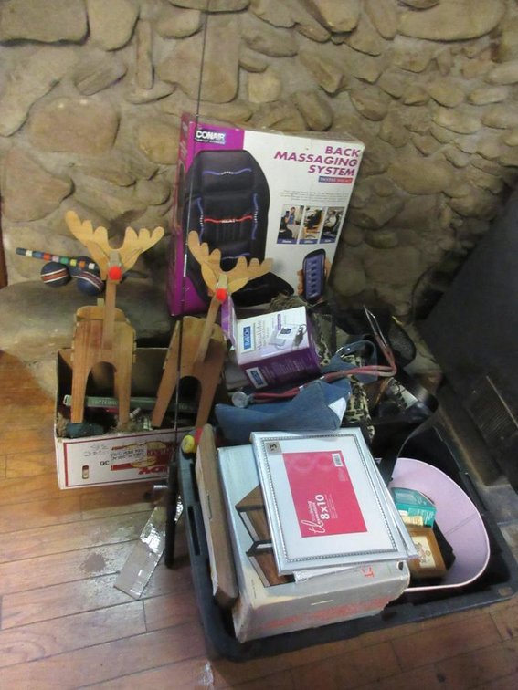 1 Lot of decorative items - bags, seat massager, fishing pole, etc.
