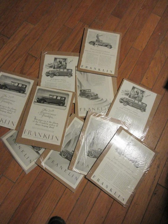 1 Lot of 10 Franklin Automobile cutouts on cardboard